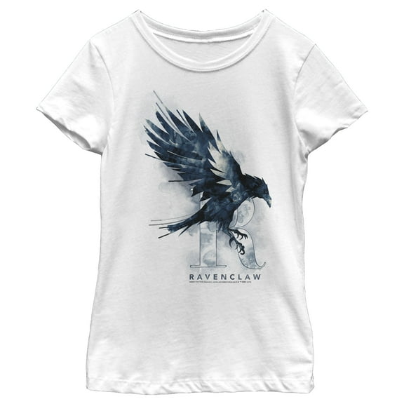 Girl's Harry Potter Ravenclaw Bird Watercolor  Graphic Tee White Large