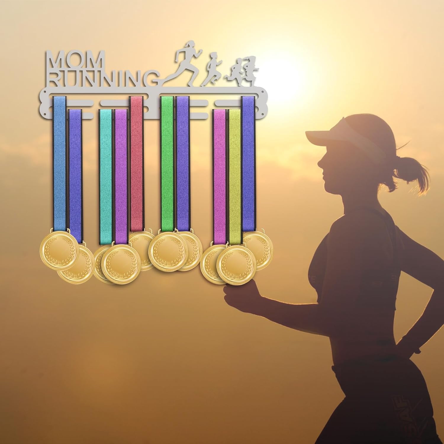 Running Medals Hanger Display Holder Rack Mom Wall Mount Hanger Decor Trophy Shelf Tiered Award Rack Award Ribbon Hanger