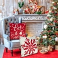 thumbnail image 6 of 4Pcs Outdoor Christmas Pillows, Red Christmas Throw Pillows, Snowflakes Merry Christmas Let it Snow Deer Christmas Pillow Cases Holiday Pillow Covers 18x18 for Winter Home Decorations, 6 of 6