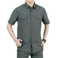 thumbnail image 2 of Summer Men Short Sleeve Army Cargo Shirt Quick Dry Turn Down Collar Tactical Shirt Hiking Camping Fishing Clothing Oversize, 2 of 6