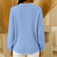 thumbnail image 5 of VISALY Bow Tie Collar Knit Sweater for Women Elegant Long Sleeve Ribbed Knit Pullover Sweater Soft Lightweight Office Dressy Casual Tunic Shirts Fall Trendy Business Casual Outfits Sky Blue 3Xl, 5 of 7