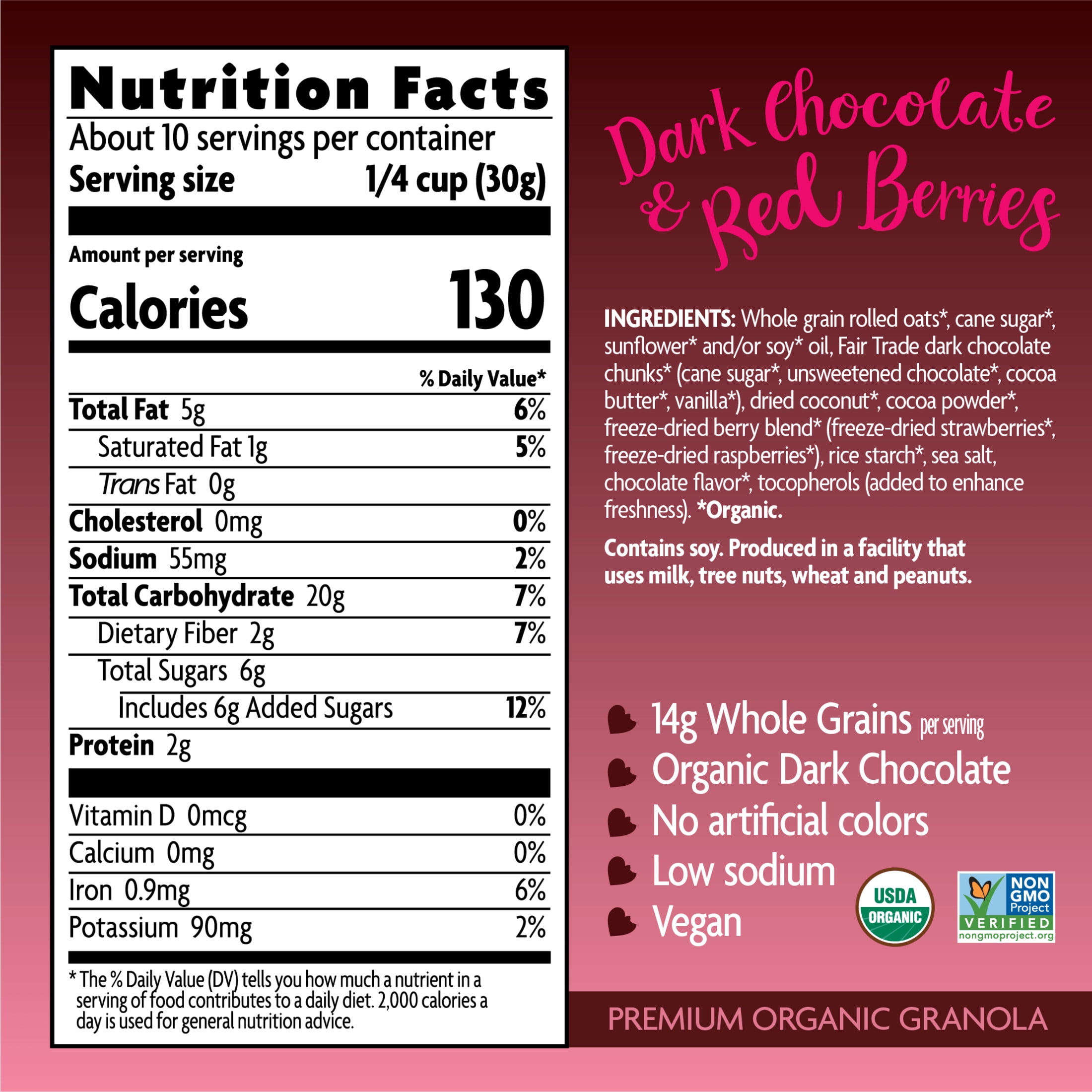 Love Crunch Organic Granola, Dark Chocolate & Red Berries, 11.5oz Pouch