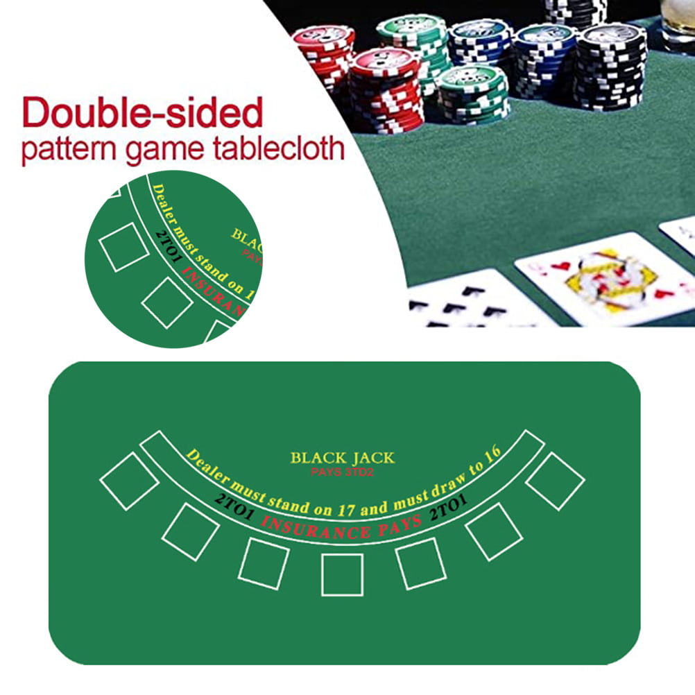 Portable Rubber Poker Mat Texas HoldEm Table Top with Art Deco Layout Ideal for Card Games Smooth Surface Noise Reduction and Carrying Tube