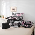 thumbnail image 5 of Homewish Jungle Bear Wildlife Twin Bedding Sets 7-Piece, Farmhouse Happy Camping Bedding Comforter Set, Rustic Pink Patchwork Reversible Sheet Sets, Lightweight Room Decor, 5 of 7