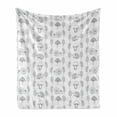 thumbnail image 1 of Animal Soft Flannel Fleece Throw Blanket, Monochrome Print of Mollusk Sketch Snail Mushroom and Herbs Illustration, Cozy Plush for Indoor and Outdoor Use, 60" x 80", White Charcoal Grey, by Ambesonne, 1 of 6