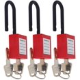 thumbnail image 1 of Wekity Lockout Tagout Locks 6mm Safety Padlock Loto Locks Keyed Differently PA Lock Out Tag Out Steel Shackle Small Luggage Padlocks Red 3PCS-0621, 1 of 5