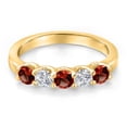 thumbnail image 3 of Gem Stone King 10K Yellow Gold Red Garnet and Lab Grown Diamond Wedding-Bands Ring for Women | 0.94 Cttw | Round 3.5MM | Gemstone January Birthstone | Size 7, 3 of 6