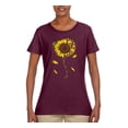 thumbnail image 2 of You Are My Sunshine Skull And Sunflower Inspirational/Christian Womens Graphic T-Shirt, Maroon, 3XL, 2 of 3