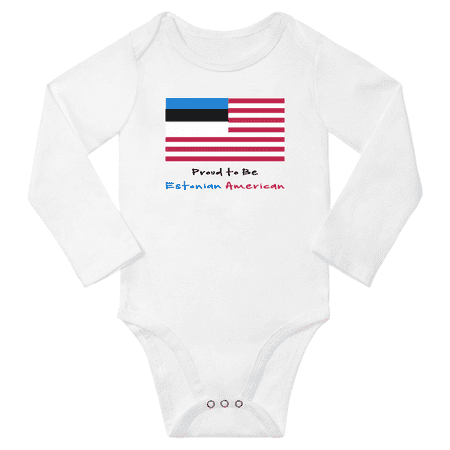 

Proud to be Estonian American Baby Long Slevve Romper Bodysuit (White 6-12 Months)