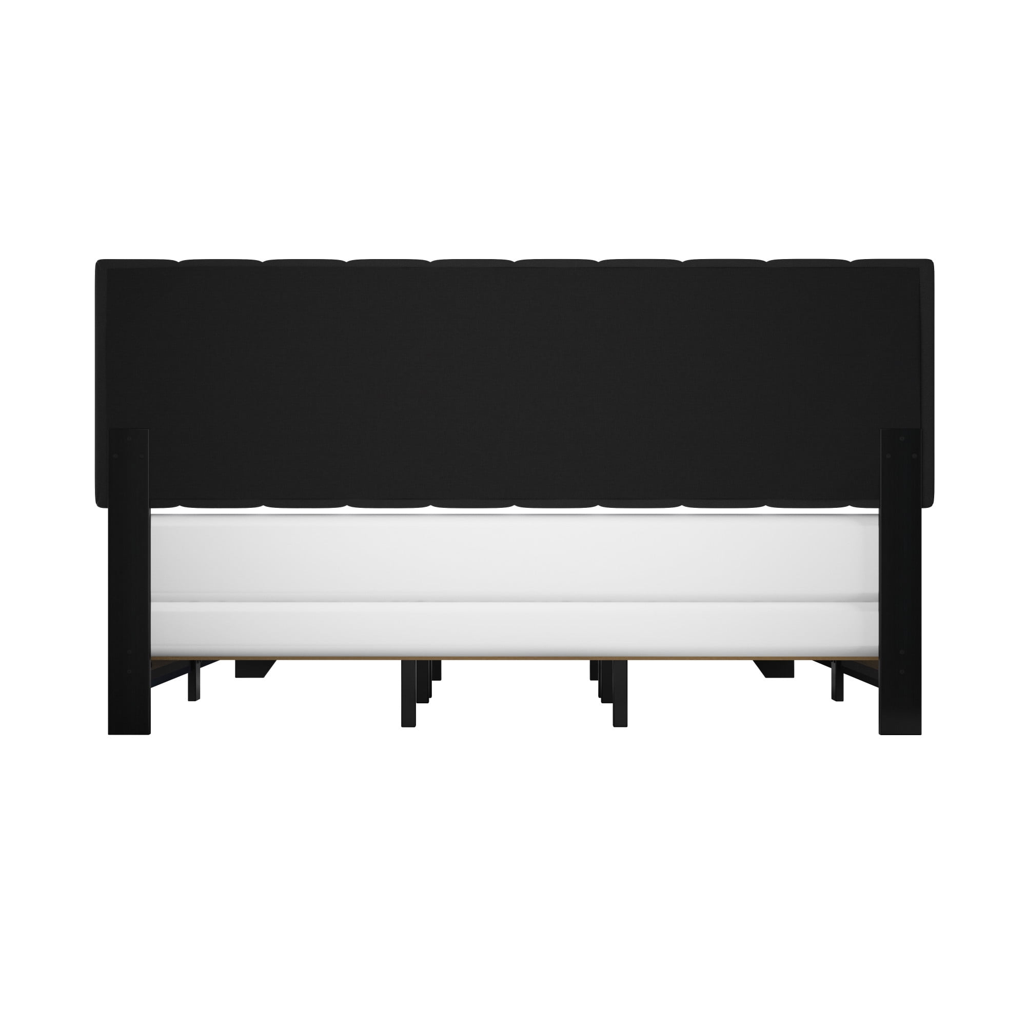 Reece Channel Stitched Upholstered King Bed, Black, by Hillsdale Living Essentials