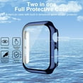 thumbnail image 3 of moogdieeo 2 Pack Case Built in Tempered Glass Screen Protector Compatible with Apple Watch SE 2 (2024)/SE/Series 6/Series 5/Series 4 44mm, Hard PC Case Overall Protective Cover-1 Black + 1 Blue, 3 of 12