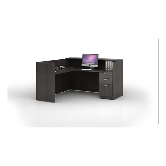Scranton & Co 71" Reception Corner Desk with File Pedestal in Driftwood