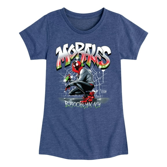 Marvel Spider-Man - Miles Morales Spray Paint - Toddler And Youth Girls Fitted Short Sleeve Graphic T-Shirt