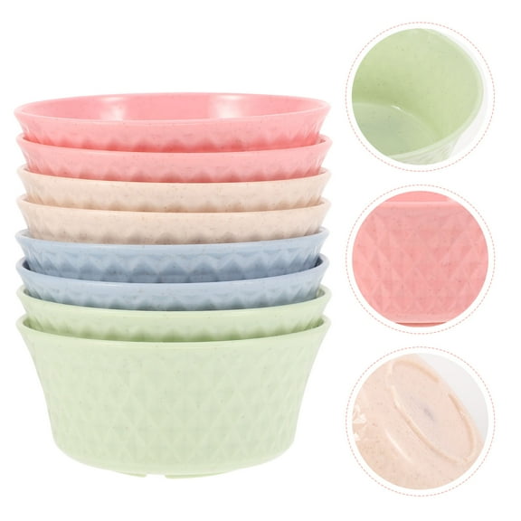 HEMOTON 8Pcs Home Kitchen Bowls Rice Salad Bowls Noodle Bowls (Assorted Color)