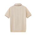 thumbnail image 4 of TrendOFT Mens Polo Shirts Summer Short Sleeve Business Casual Open Front Knit Shirt Comfortable Daily Wear Business Top Beige L, 4 of 5