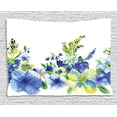 thumbnail image 1 of Watercolor Flower House Decor Tapestry, Swirled Brushstroke Herbs Romantic Feminine Bloom Home Decor, Wall Hanging for Bedroom Living Room Dorm Decor, 60W X 40L Inches, Blue Yellow, by Ambesonne, 1 of 2