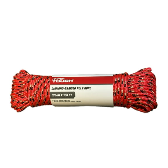 Hyper Tough Diameter 3/8 inch x 100 feet Red Polypropylene Diamond-Braid Rope