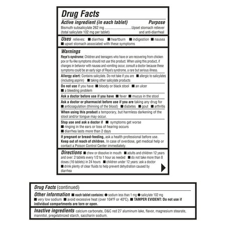 Equate Stomach Relief Chewable Tablets, 262 mg, 30 Count