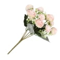 thumbnail image 3 of Brotes de flores de rosas artificiales Ceremonia de banquete de boda Tela de seda Ramo de flores falsas Decoración floral para el hogar, Rosa claro Inevent HA6645-02B, 3 of 6