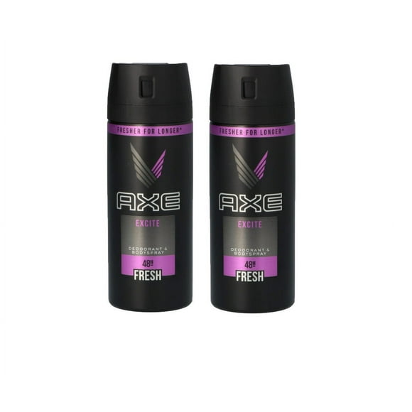 Axe Mens Deodorant, Body Spray, Excite,  Fragrance, 150ml, 5.07oz, 2 Pack
