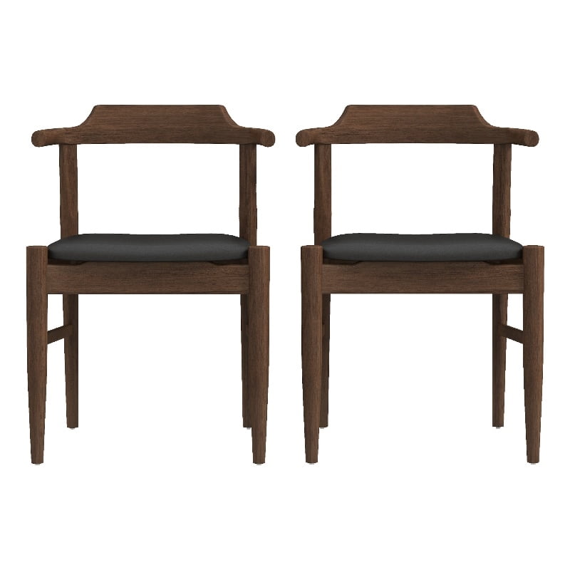 Buford MidCentury Modern Faux Leather Dining Chair in Black (Set of 2