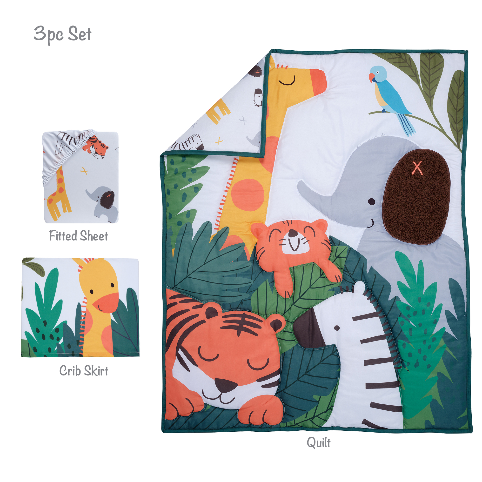 Bedtime Originals Lollipop Jungle 3-Piece Baby Nursery Crib Bedding Set