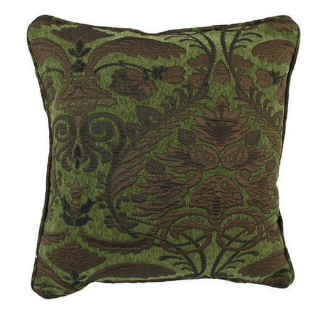 Blazing Needles 18-inch Corded Green Damask Jacquard Chenille Throw Pillow (Set of 2) - Walmart.com