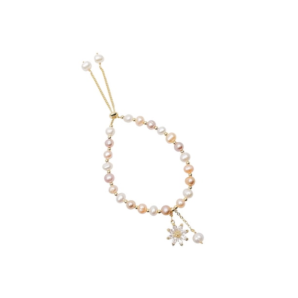 Minnieouse perla oro circón ajustable ligero resistente cadena pulseras pulido moda joyería mujer regalo novia Ropa, zapatos y accesorios Miscelánea Minnieouse AP016712-00