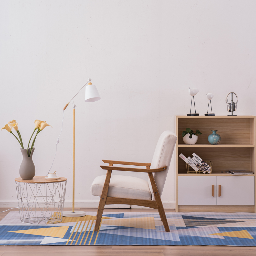 Solid Wood Retro Simple Single Sofa Chair Backrest without Buckle Beige