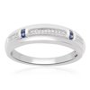 1/20 Carat T.W. Diamond and Blue Sapphire Sterling Silver Men's Ring