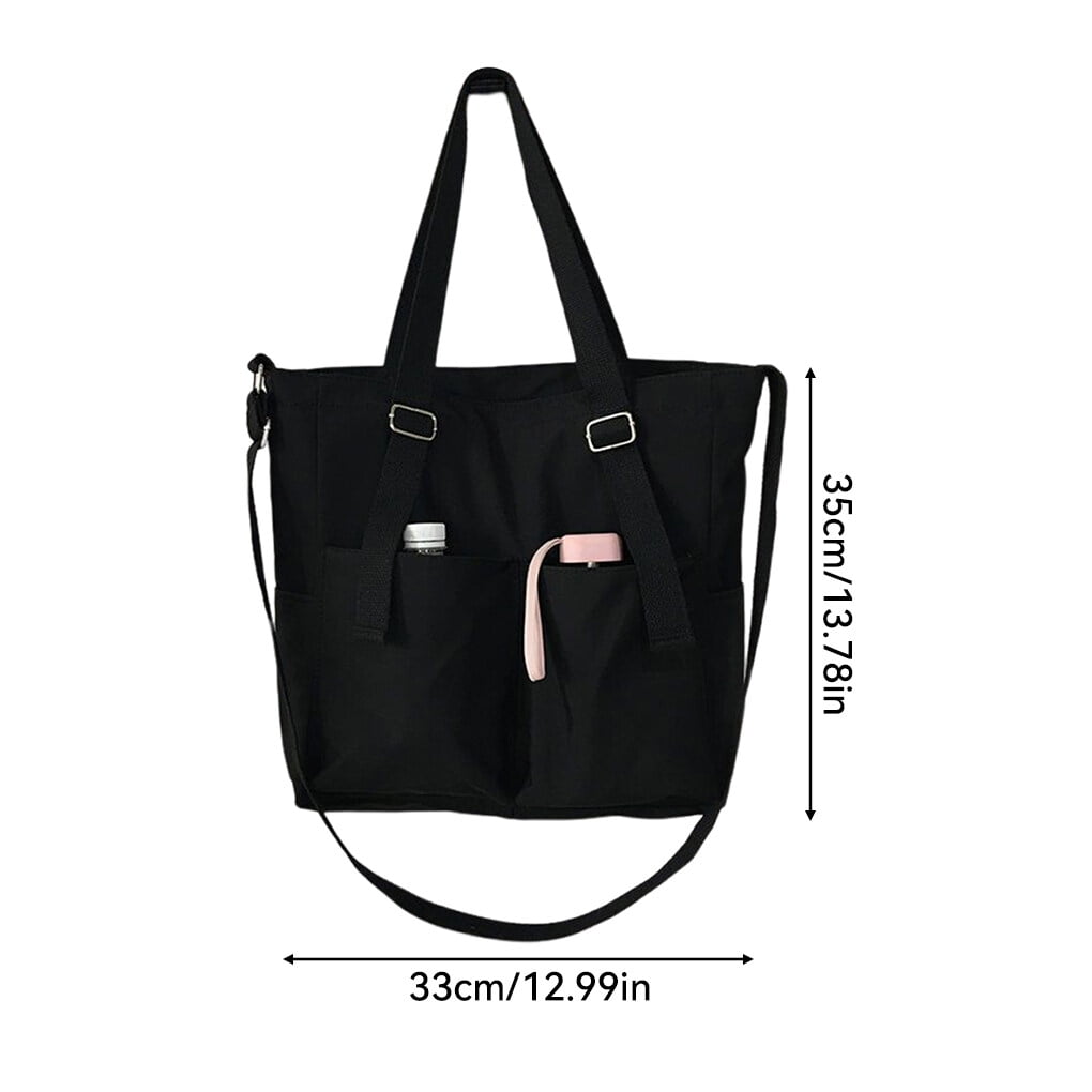 Waterproof Canvas Bag Messenger Crossbody Korean Student Japanese Water Bottle Organizer Backpack with Pendent Japanese Style One shoulder Tote Black