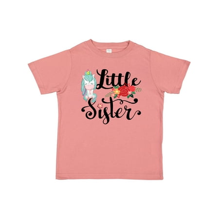 

Inktastic Floral Unicorn Little Sister Gift Toddler Toddler Girl T-Shirt