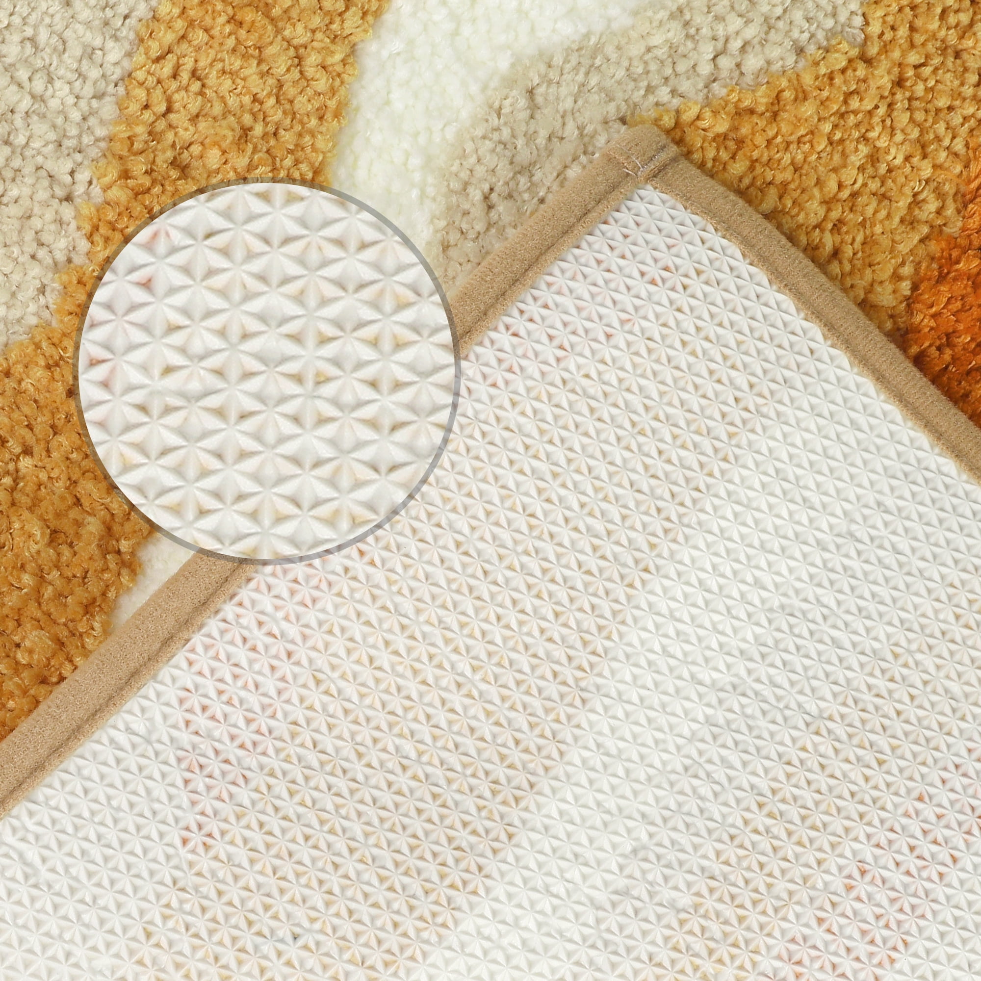 Unique Bargains Abstract Bathroom Rug Soft Bath Mat Non-Slip Thickening Bath Rugs Khaki 16" x 24"
