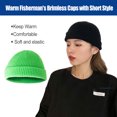 thumbnail image 3 of Gorro de lana Qarigey sin borde a prueba de viento verde fluorescente, 3 of 6
