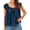 Navy blue, variant on Summer Cap Sleeve Solid Color Tie Front Women Casual Loose Babydoll Blouse Tops