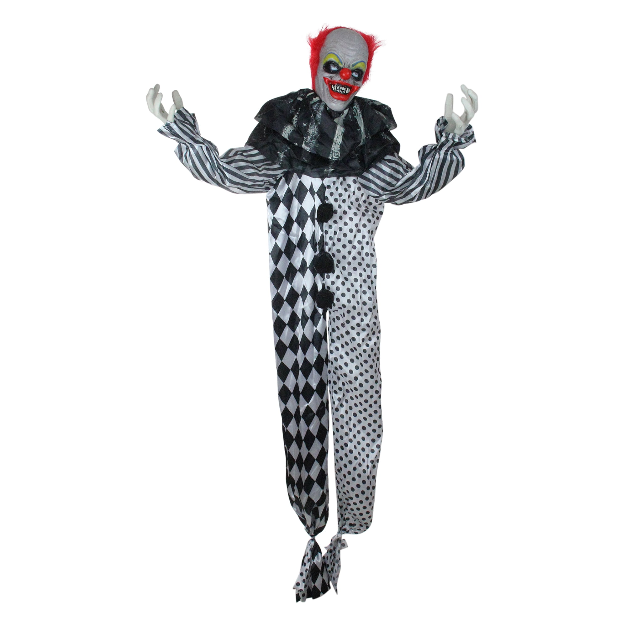 5 5 Black And Silver Standing Animated Clown With Lighted Red