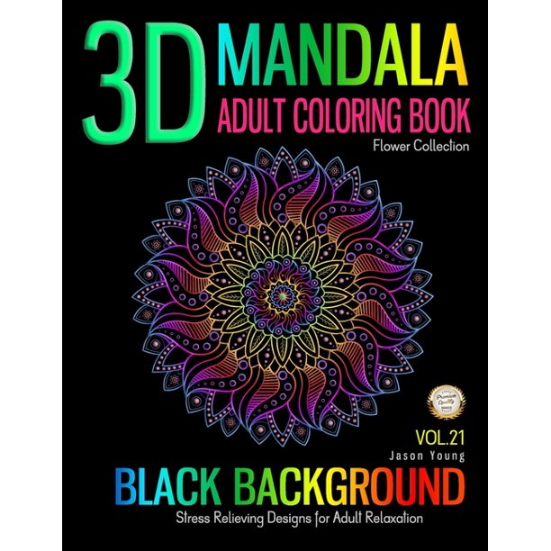 Download Creative Haven Coloring Books 3d Mandala Adult Coloring Book Black Background Stress Relieving Designs For Adult