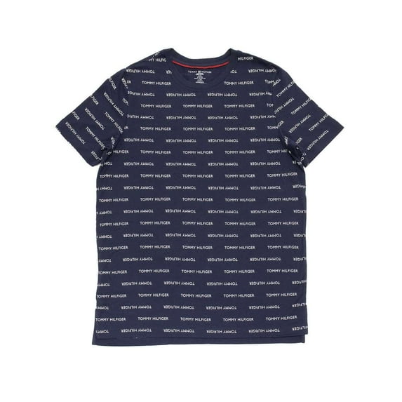 Tommy Hilfiger Men's Modern Essentials Crew Neck T-shirt, Dark Navy \ White Print,XXL - US