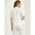 thumbnail image 3 of DARING DIVA Women's Cotton Linen Short Sleeve Blazer for Work Office XS White, 3 of 5