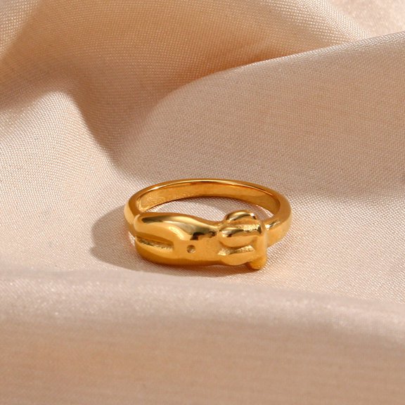Stainless Steel Ring for Women Waterproof Anti-Rust Anti-Allergic 18K Gold Plated Body Ring Fashion Jewelry Gift for Her US Size 6 7 8