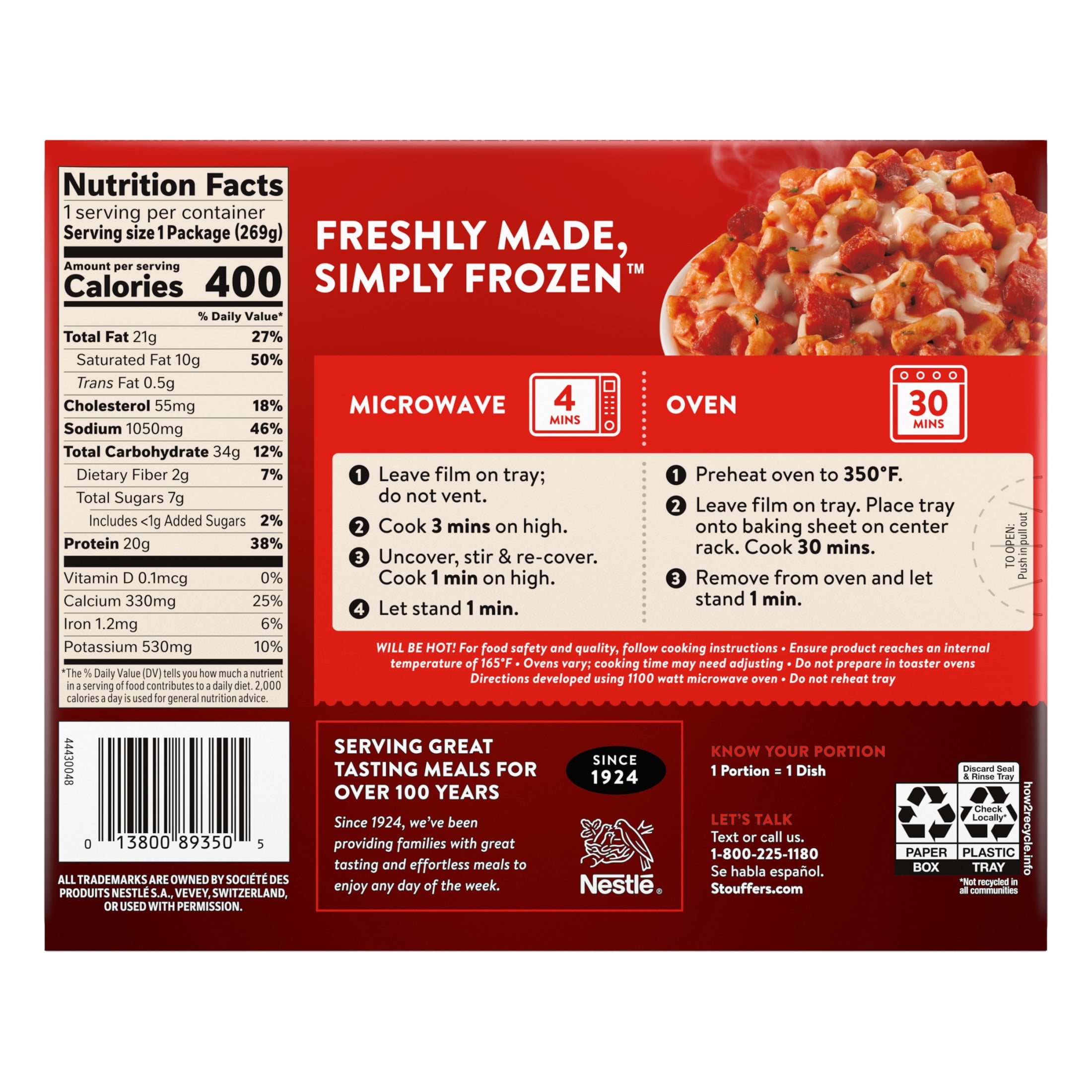 Stouffer’s Pepperoni Pizza Mac & Cheese, Single Serve, Single Frozen Meals 9.5 oz