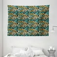thumbnail image 1 of Geometric Tapestry, Abstract Modern Future Inspiration Line Art Surreal Design, Wall Hanging for Bedroom Living Room Dorm Decor, 80W X 60L Inches, Turquoise Marigold Pale Yellow, by Ambesonne, 1 of 2