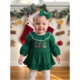 thumbnail image 4 of Cjfdfy Newborn Baby Girl Christmas Clothes Santa Claus Christmas Tree Long Sleeve Ruffled Bubble Romper With Headband Cute My First Christmas Fall Winter Holiday Set 0-18 Months, 4 of 9