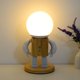 thumbnail image 3 of Lámpara de mesa creativa con figura de madera con pantalla de cristal blanco, lámpara de noche modernista, lámparas de mesita de noche, 3 of 5
