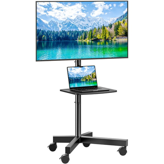 PERLESMITH 23"- 60" Mobile TV Stands with Mount on Wheels, Holds up to 88 lbs, PSTVMC10