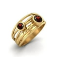 thumbnail image 2 of 4mm Round Garnet Handmade Split Shank Band 925 Sterling Silver Gold Vermeil Dual Stone Women Valentines Day Gifts Ring, 2 of 4