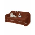 thumbnail image 2 of Brown Modern Sofa Covers for 2-3 Cushion Couch L-Shaped Sectional, Farmhouse Rabbit Abstract Art Washable Sofa Covers Slipcover for Living Room Furniture, Couch Cover Blanket 71"x134", 2 of 9