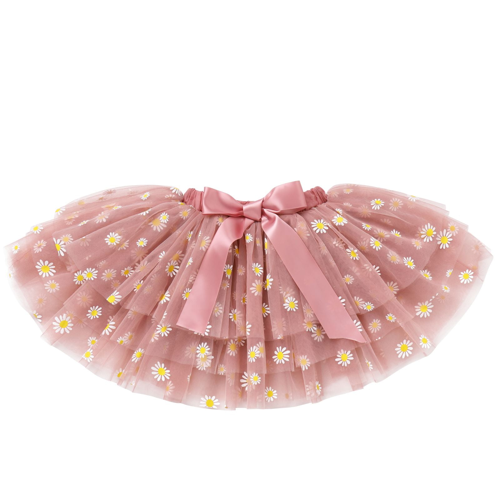 IBTOM CASTLE Infant Baby Girls 1st Birthday Outfits Short Sleeve Romper + Tutu Skirt + Headband 3PCS Set for Cake Smash Photoshoot 1 Year Dusty Pink & Daisy