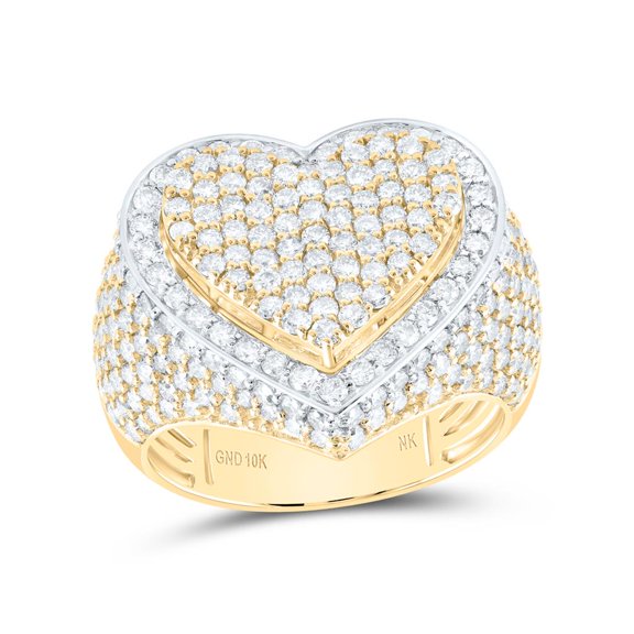 10K Yellow Gold Round Diamond Heart Ring 3cttw