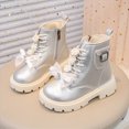 thumbnail image 2 of KPOPLK Girls Combat Boots Kids Ankle Side Zipper Booties Toddler-Big Kid Water Resistant Girls Breathable Lining Non-Slip Sole(29,Silver), 2 of 7